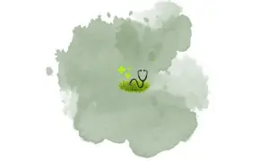 Stetoscopio su erba con croci verdi, simbolo di cura per le malattie del prato in estate.