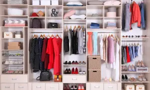 Armadio ordinato: come organizzare i vestiti con stile. Abiti, scarpe, borse e accessori ben disposti per un guardaroba funzionale.
