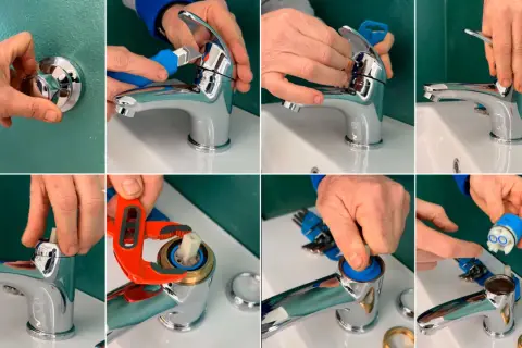 Guida alla sostituzione guarnizione rubinetto miscelatore: smontaggio e rimontaggio con attrezzi.