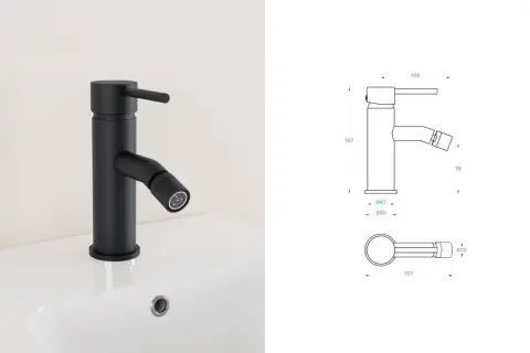 Rubinetto nero moderno con doccetta, ideale per chi deve smontare rubinetto cucina. Misure dettagliate incluse.